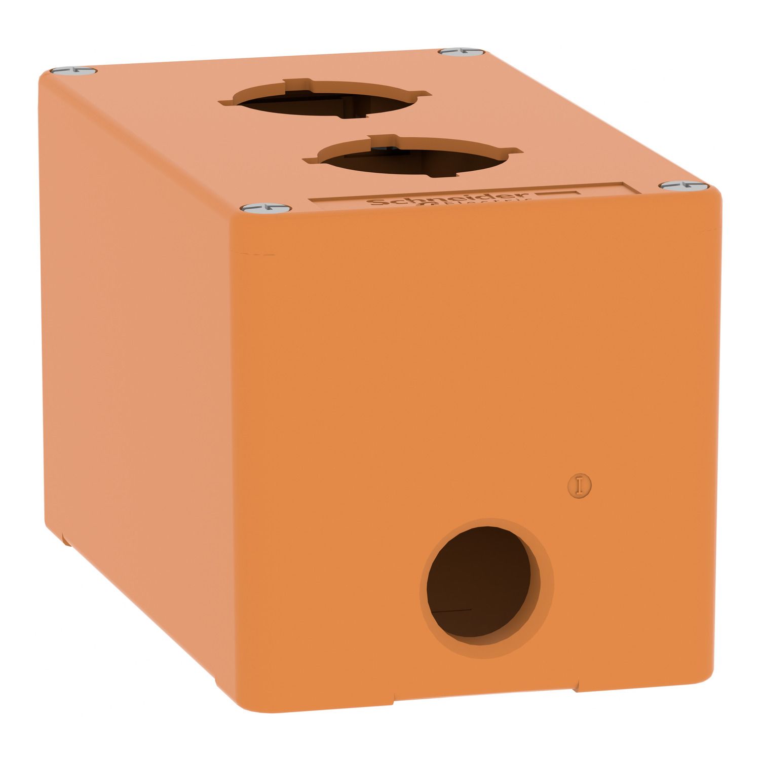 Picture of Empty control station, Harmony XAP, XB2 SL, zinc alloy, orange, M20, 2 cut outs 30mm with notches, 80x130x77, UL cULus