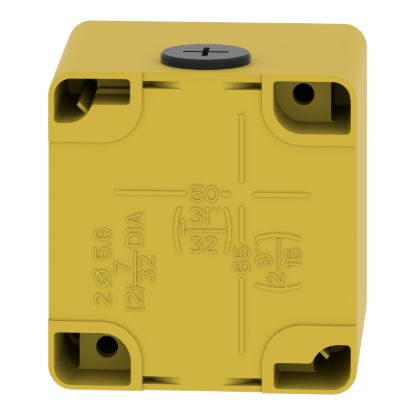 Picture of Die cast empty control station, Harmony XAP, XB2 SL, zinc alloy, yellow, M20, 1 cut out 22mm, 80x80x77mm, UL cULus