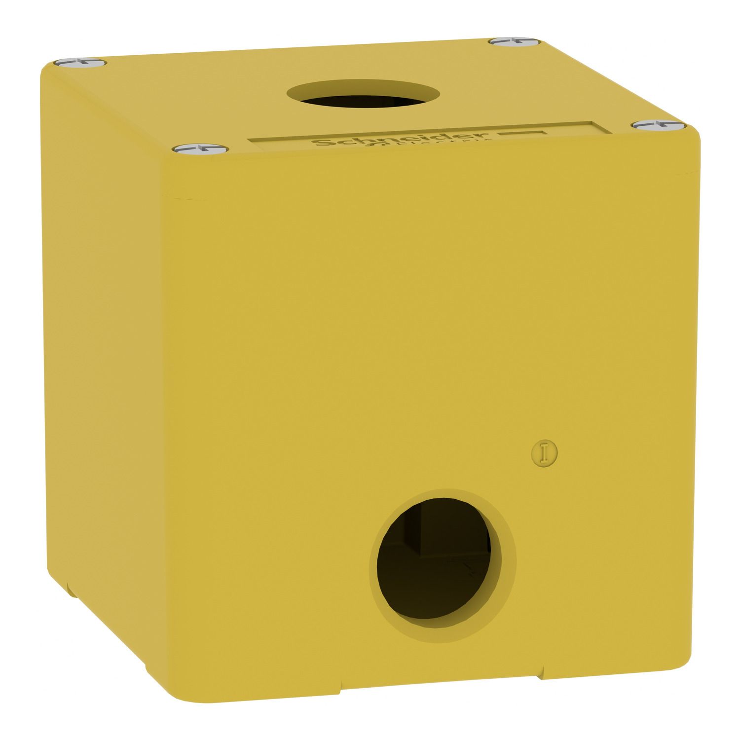 Picture of Die cast empty control station, Harmony XAP, XB2 SL, zinc alloy, yellow, M20, 1 cut out 22mm, 80x80x77mm, UL cULus