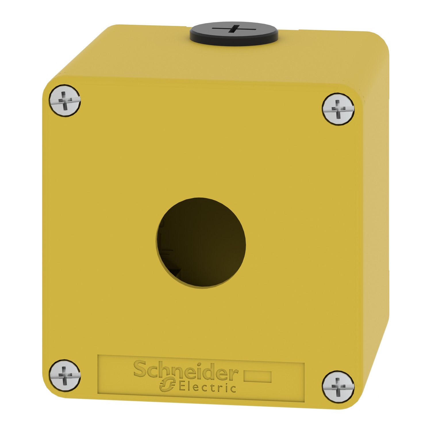 Picture of Die cast empty control station, Harmony XAP, XB2 SL, zinc alloy, yellow, M20, 1 cut out 22mm, 80x80x77mm, UL cULus