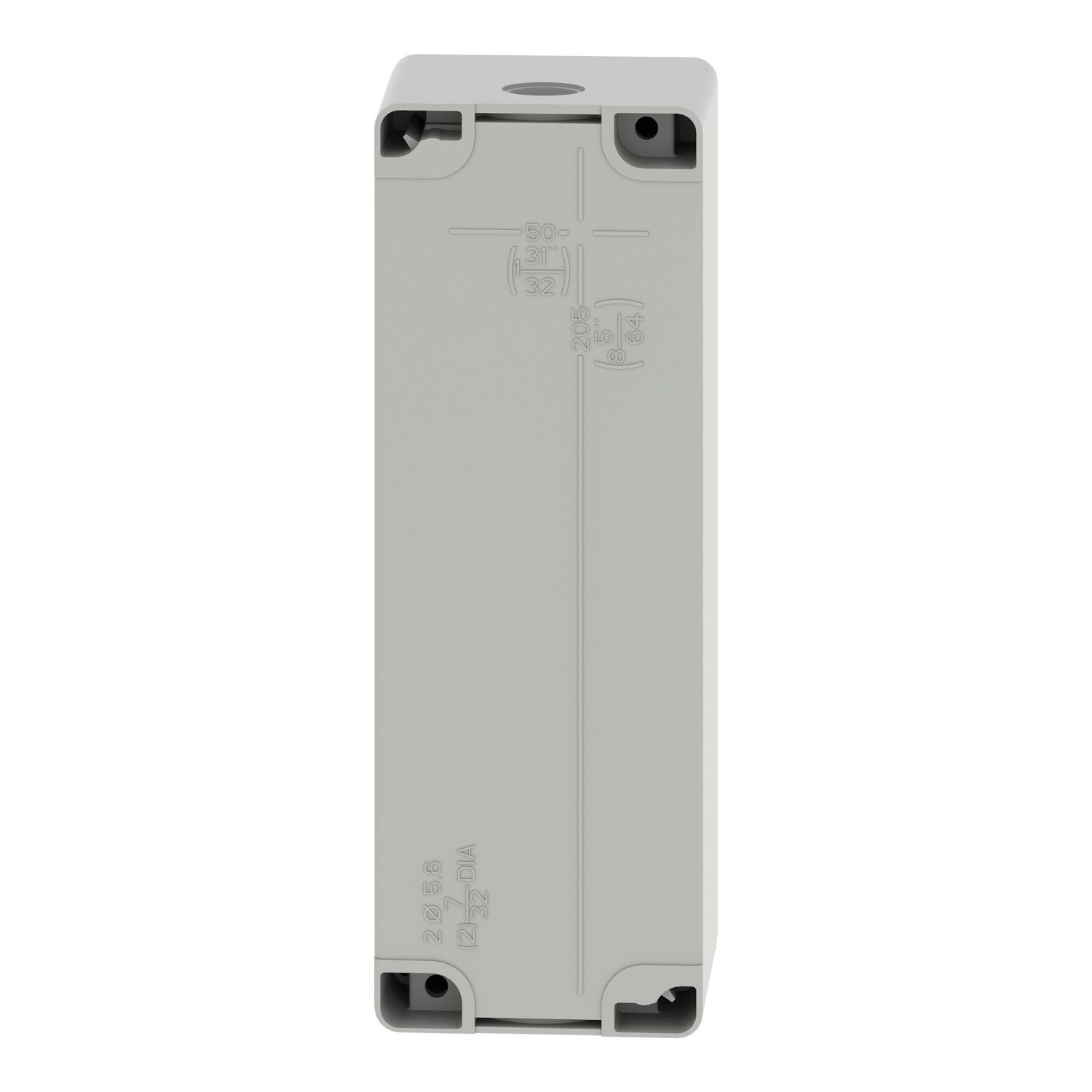 Picture of Die cast empty control station, Harmony XAP, XB2 SL, zinc alloy, grey, M25, undrilled, 80x220x77mm