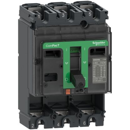 Picture of Circuit breaker basic frame, ComPacT NSX100N, 50kA/415VAC, 3 poles, 100A frame rating, without trip unit