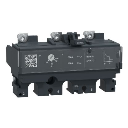 Picture of Trip unit TM40D, ComPacT NSX100/160, 3 poles, thermal magnetic protections, 40A rating