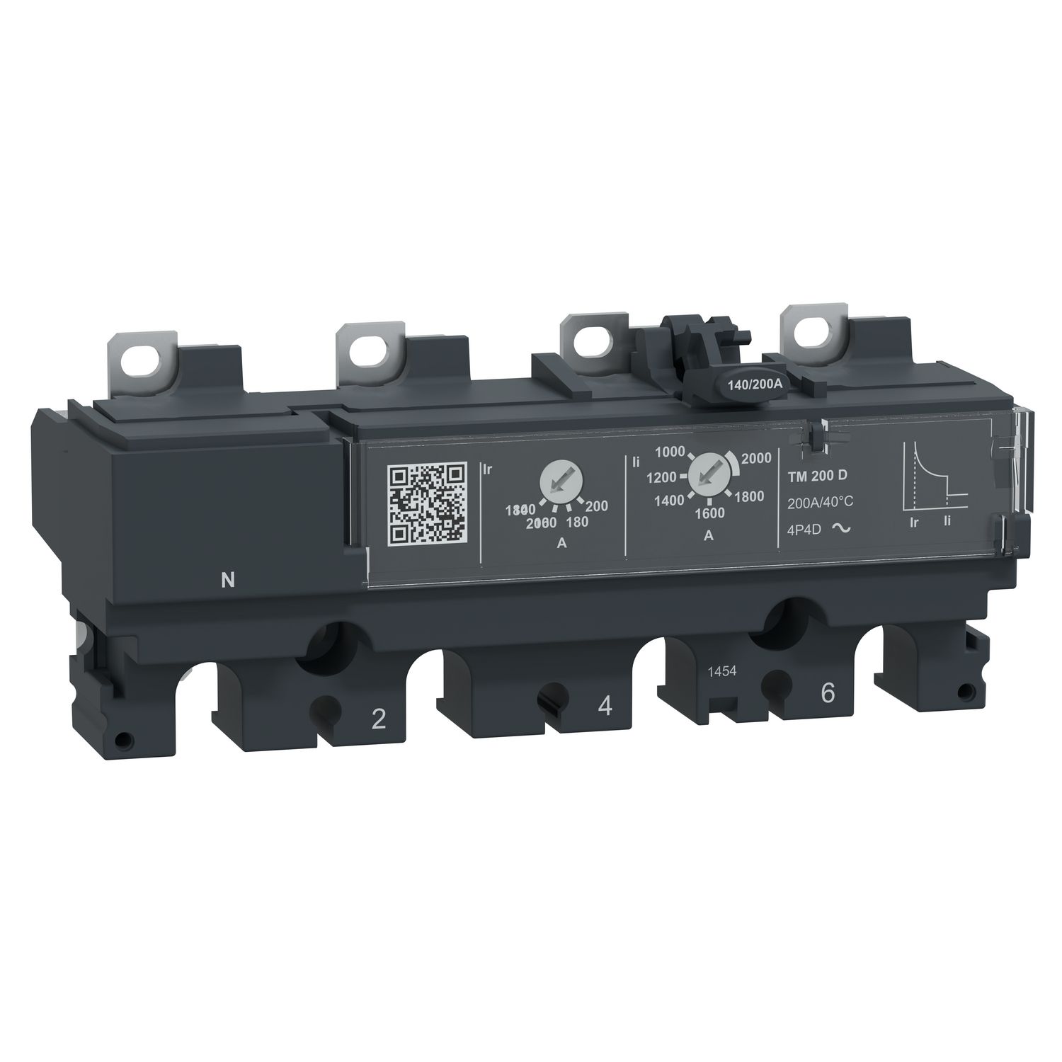 Picture of Trip unit TM200D, ComPacT NSX250, 4 poles 4D (neutral fully protected), thermal magnetic protections, 200A rating