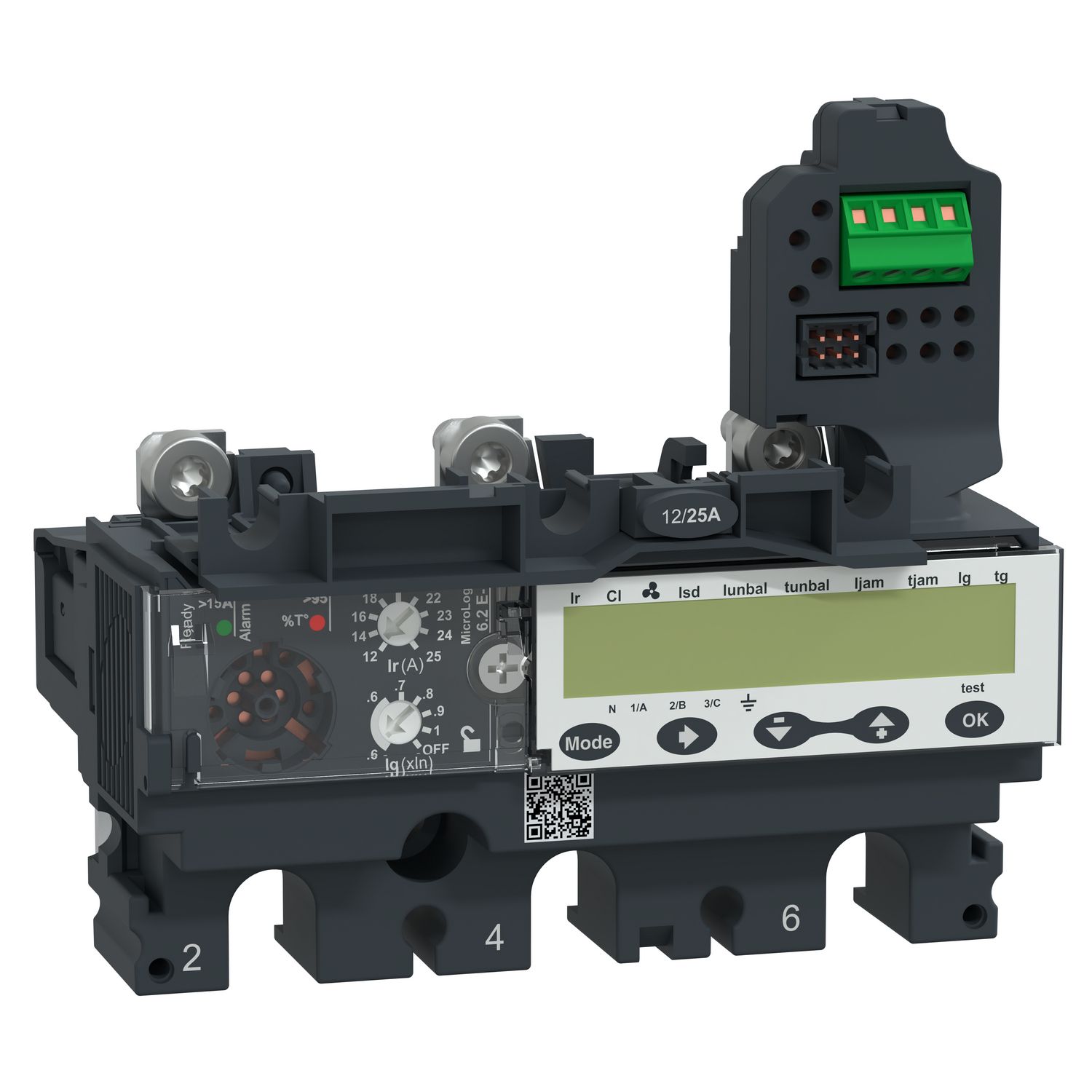 Picture of Trip unit MicroLogic 6.2EM, ComPacT NSX100-250, 3 poles, basic and ground fault protections, motor, energy meter, 25A