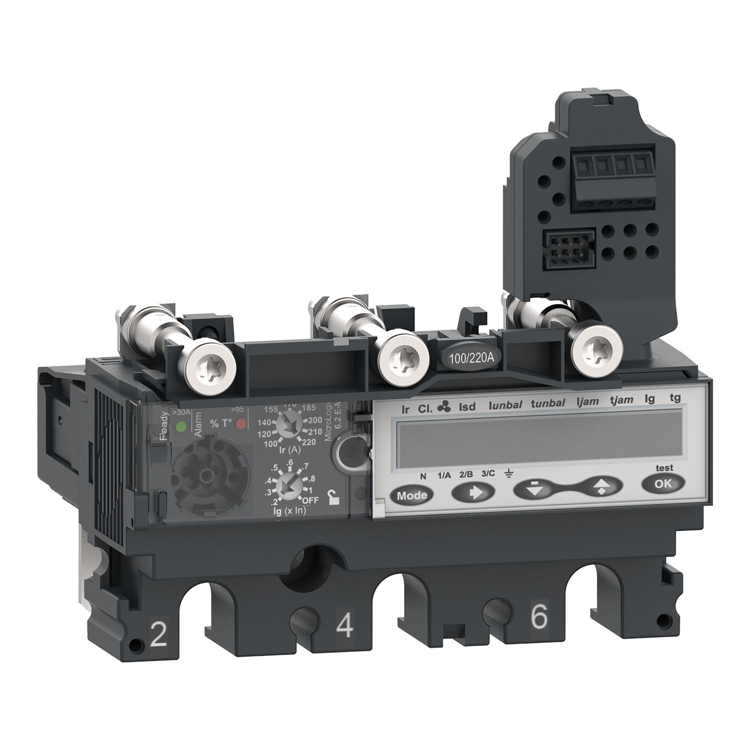 Picture of Trip unit MicroLogic 6.2EM, ComPacT NSX100-250, 3 poles, basic and ground fault protections, motor, energy meter, 80A