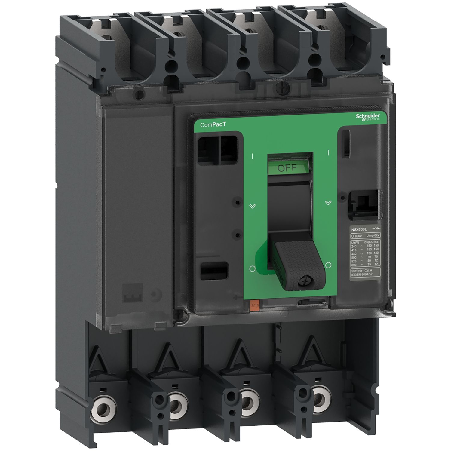 Picture of Circuit breaker basic frame, ComPacT NSX630F, 36kA/415VAC, 4 poles, 630A frame rating, without trip unit