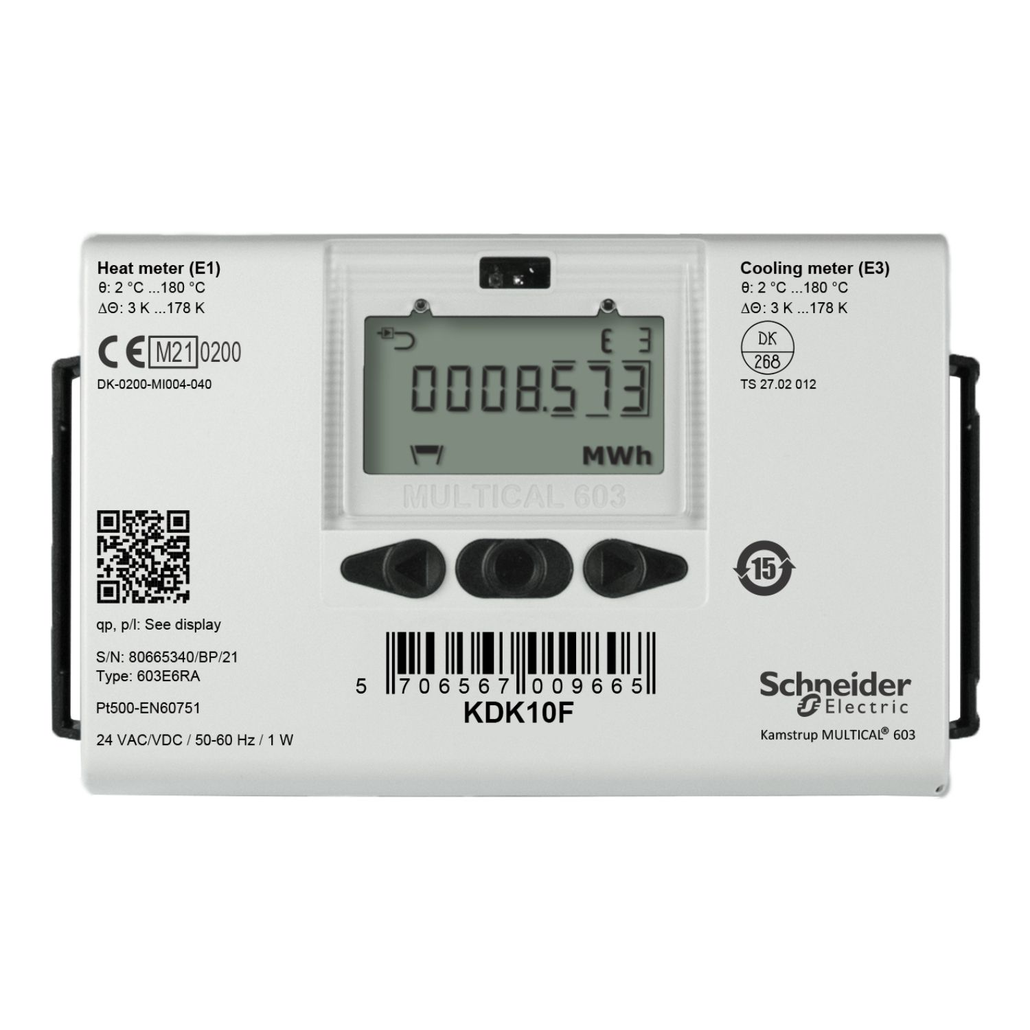 Picture of KD Series Heating And Cooling Meter, R1 Threaded Brass, 3.5 m³/h Nominal, Flow Meter