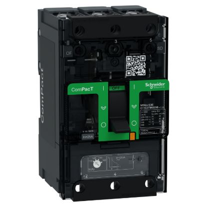 Picture of Circuit breaker, ComPacT NSXm 63E, 16kA/415VAC, 3 poles, TMD trip unit 25A, lugs/busbars
