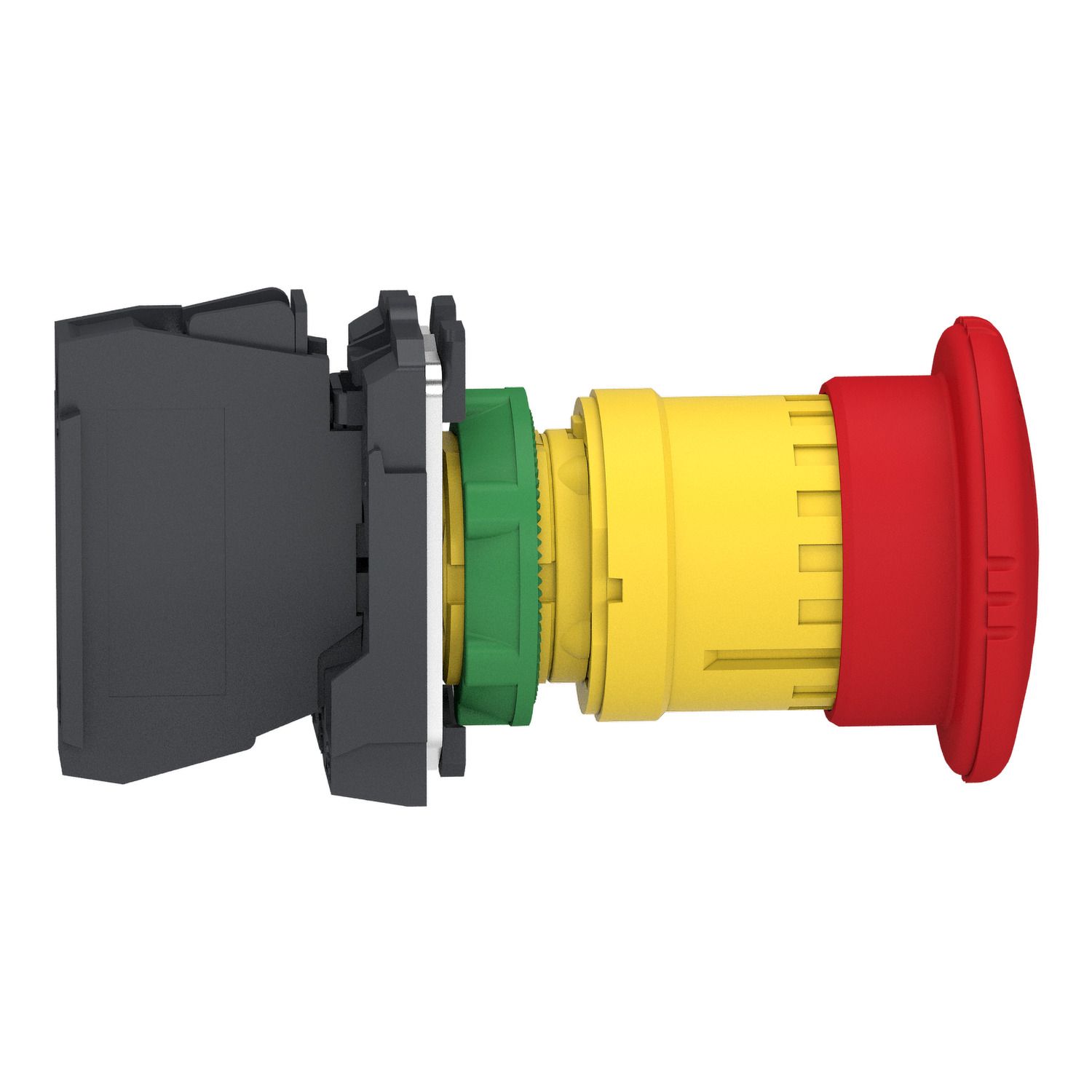 Picture of Emergency stop switching off, Harmony XB5, plastic, red mushroom 40mm, 22mm, trigger latching turn to release, 1NC with monitoring