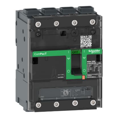 Picture of Circuit breaker, ComPacT NSXm 63H, 70kA/415VAC, 4 poles 4D (neutral fully protected), TMD trip unit 63A, EverLink lugs