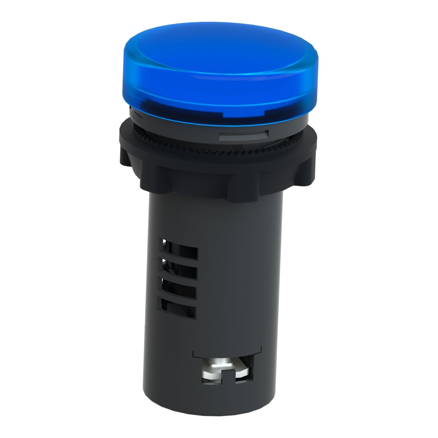 Picture of Monolithic pilot light, Easy Harmony XA2, plastic, blue, 22mm, integral LED, screw clamp terminals, 48V AC DC