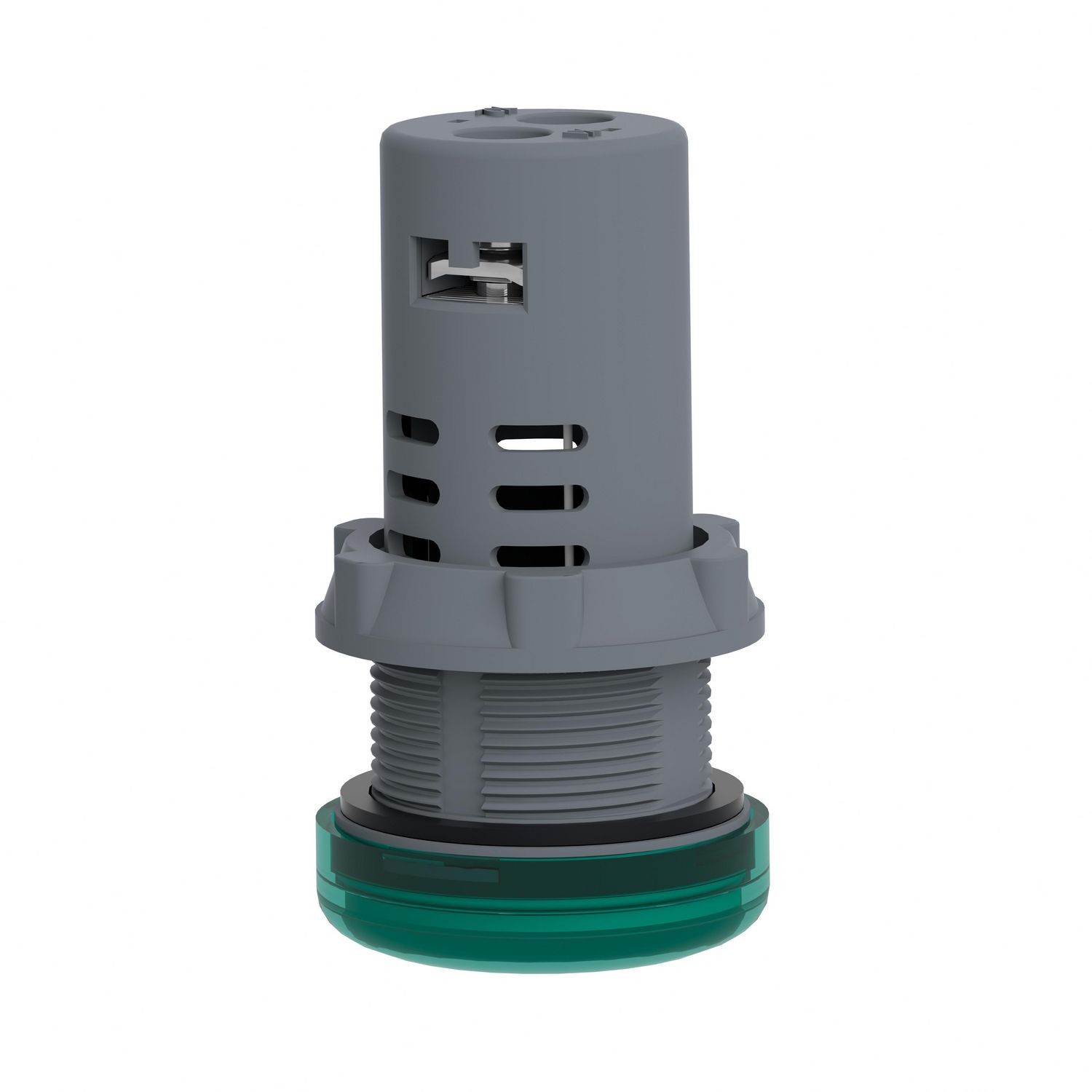 Picture of Monolithic pilot light, Easy Harmony XA2, plastic, green, 22mm, integral LED, screw clamp terminals, 12V AC DC