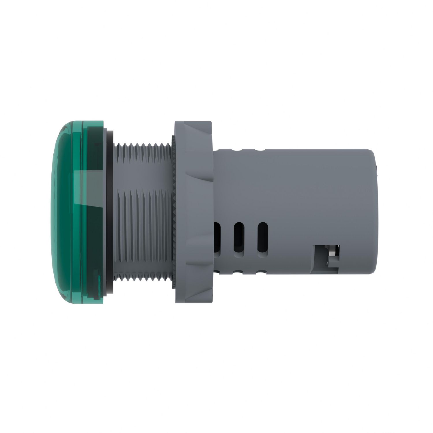 Picture of Monolithic pilot light, Easy Harmony XA2, plastic, green, 22mm, integral LED, screw clamp terminals, 12V AC DC