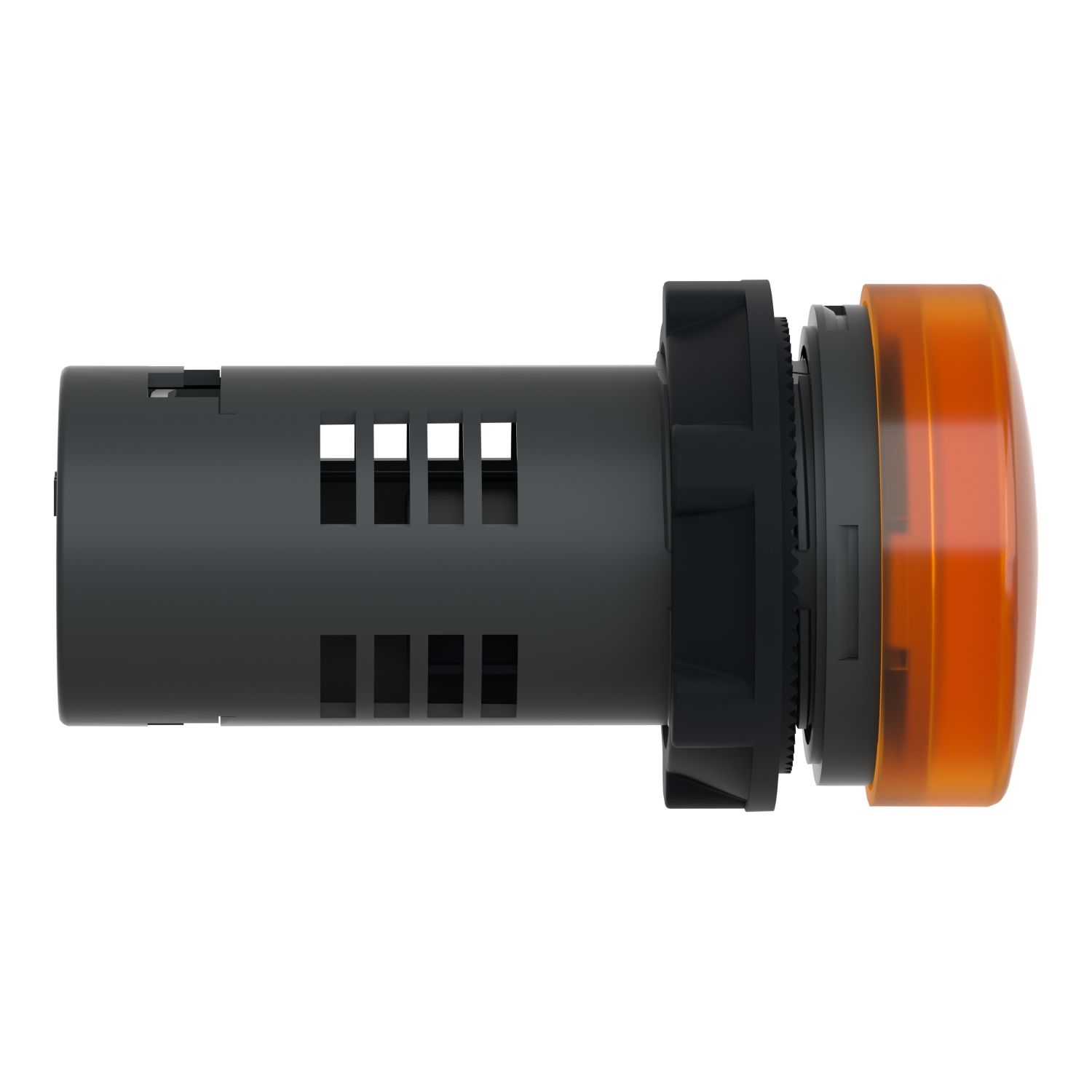 Picture of Monolithic pilot light, Easy Harmony XA2, plastic, amber, 22mm, integral LED, screw clamp terminals, 30V AC DC