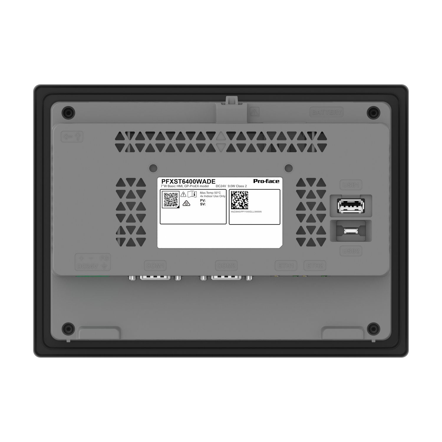 Picture of 7"W touch panel display, 2COM, 2Ethernet, USB host&device, 24VDC, GP-ProEX model