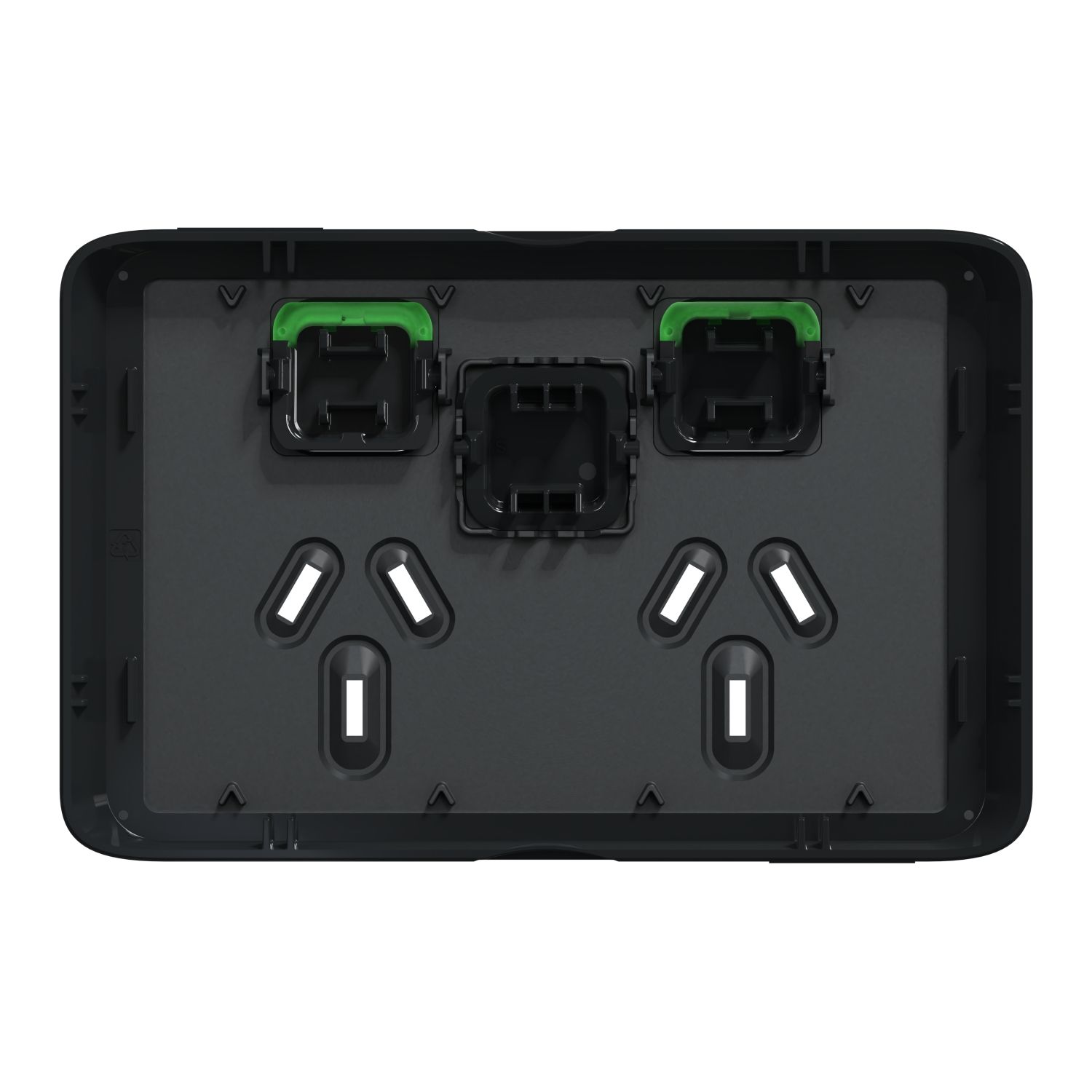 Picture of Double Power Point Skin with 1 Extra Switch, Clipsal Iconic, Horizontal Mount, 250V, 10A, Clip-On