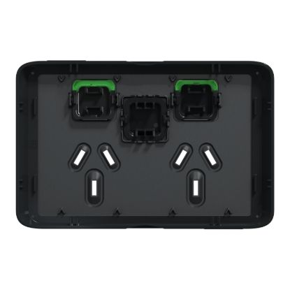 Picture of Double Power Point Skin with 1 Extra Switch, Clipsal Iconic, Horizontal Mount, 250V, 10A, Clip-On