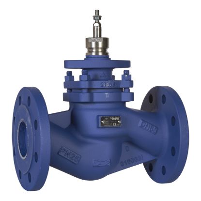Picture of V292 Globe Valve, 2-Way, PN25, Flanged, DN125, 250 Kvs, Nodular Iron Body and Stainless Steel Trim, Stem Down Closed.