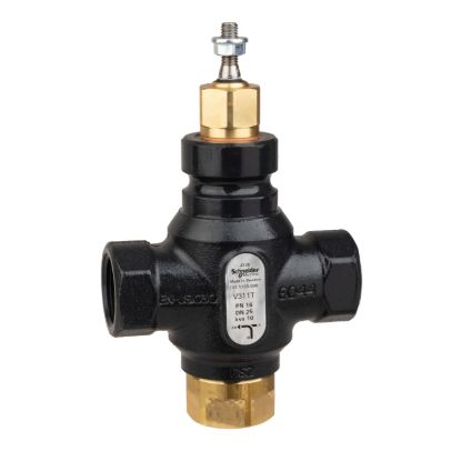 Picture of Venta V311T Globe Valve, 3-Way, PN16, Rp 1 Internal Thread, DN25, 10 Kvs, Nodular Iron, Brass plug.