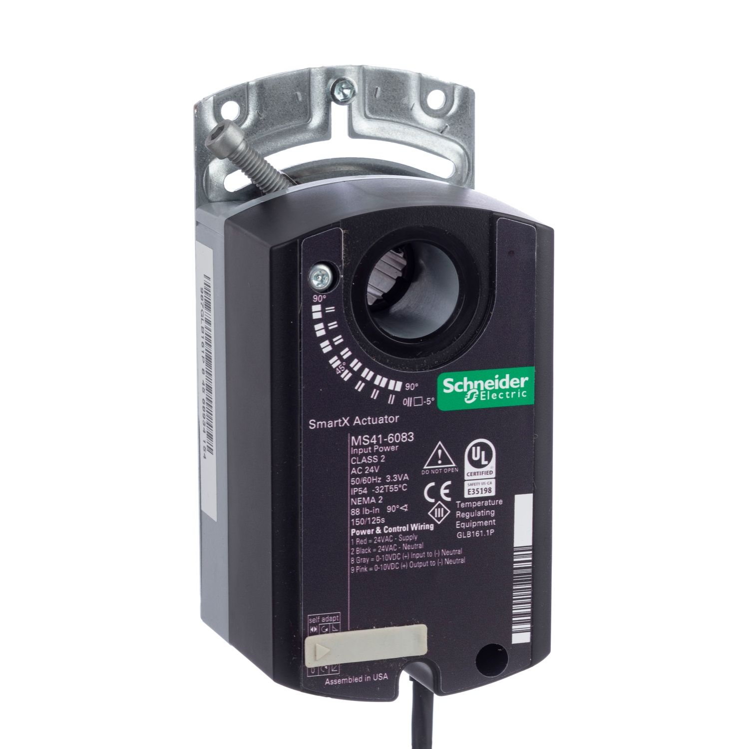 Picture of SmartX, Damper Actuator, proportional 0-10 Vdc, non-spring return, 24 Vac, 3 ft plenum cable, 88 lb-in, NEMA 2