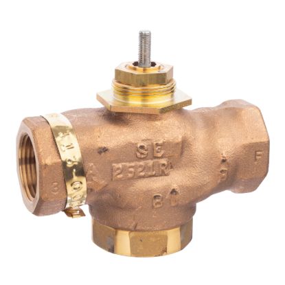 Picture of Venta, Globe Valve, 1 in, 3-way mixing, straight threaded NPT, stem up closes port A, brass trim, 14 Cv