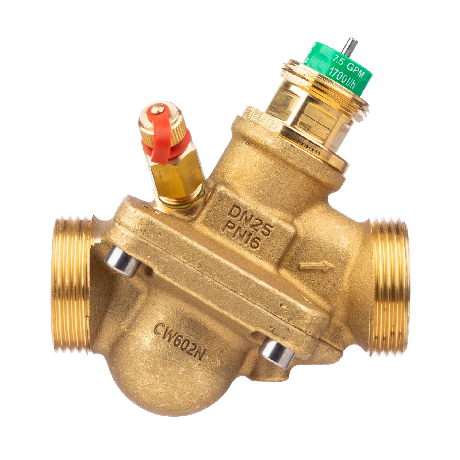 Picture of SpaceLogic VP229E PIBCV (PICV), 2-Way, PN16, DN25, G1-¼ Ext. Thread, Standard Flow: 0.34…1.7 m³/h (0.094...0.47 l/s).