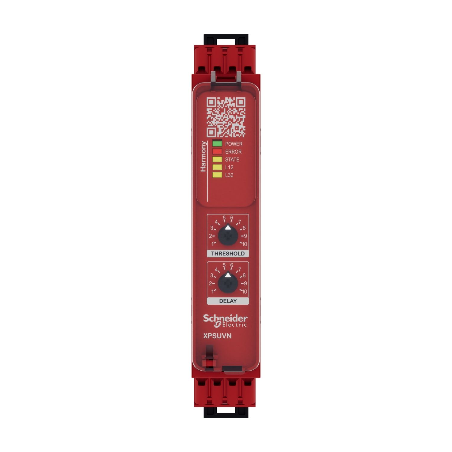 Picture of safety module, Harmony XPS, zero speed monitoring with time delay, 24V AC or DC, spring