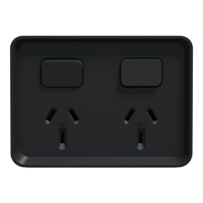 Picture of Twin Switched Socket Outlet, Clipsal Iconic Outdoor, Horizontal, 10A, 250V