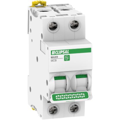 Picture of Miniature Circuit-Breaker (MCB), MAX9, 2P, 10A, C Curve, 6000A, 415V, Distribution