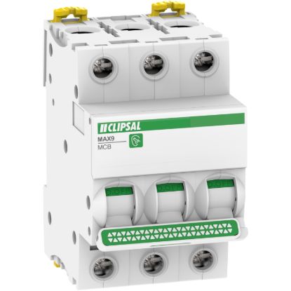 Picture of Miniature Circuit-Breaker (MCB), MAX9, 3P, 25A, C Curve, 6000A, 415V, Distribution
