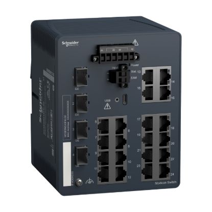 Picture of network switch, Modicon Networking, managed, 20 ports for copper with 4Gigabit SFP