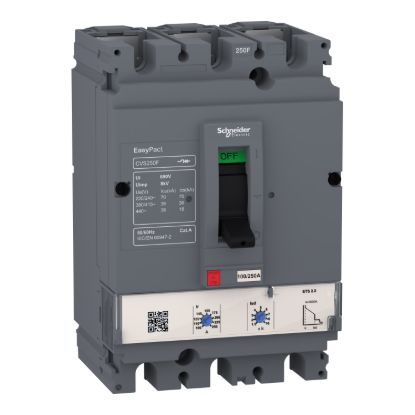 Picture of circuit breaker, EasyPact CVS250F, 36kA at 415VAC, ETS 2.2, 250A, 3P 3d