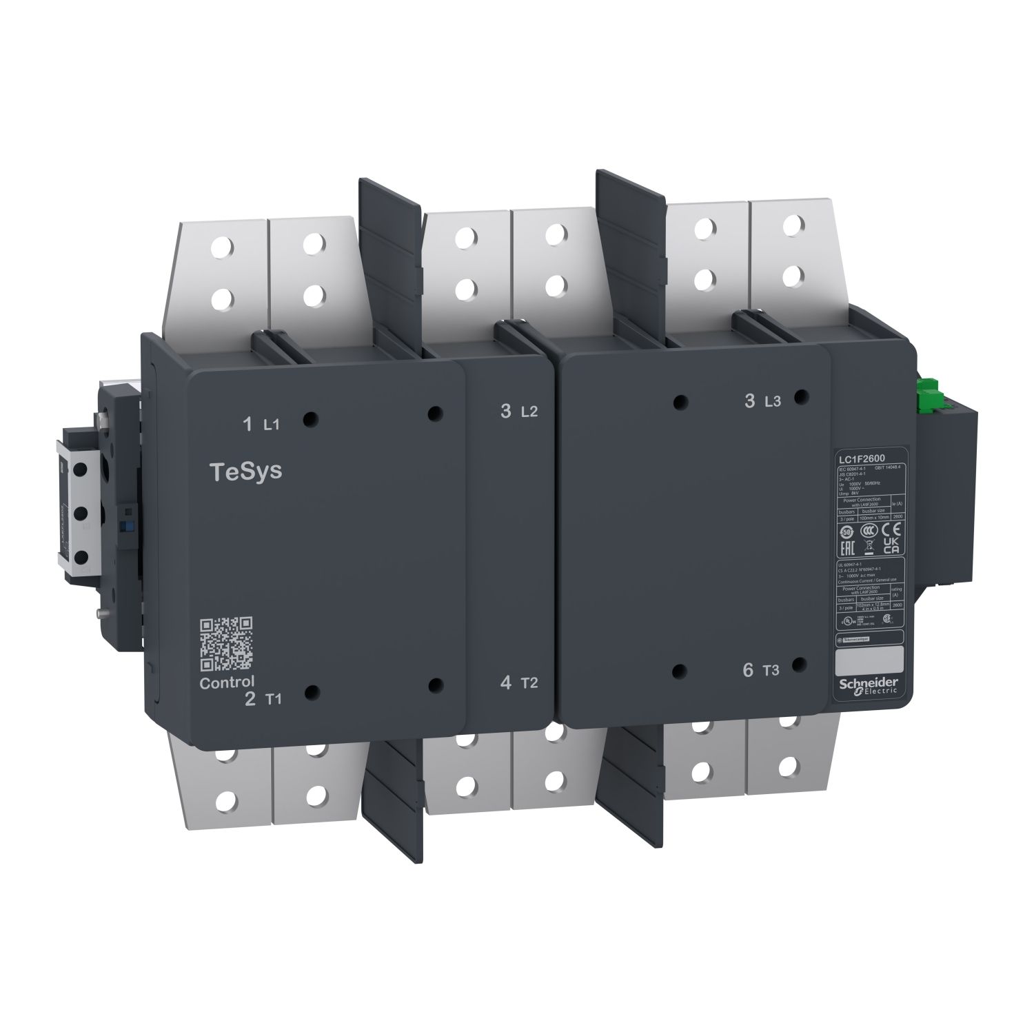 Picture of Contactor,TeSys F,3P(3NO), AC-1 <= 1000V 2600A,100-250V AC/DC coil