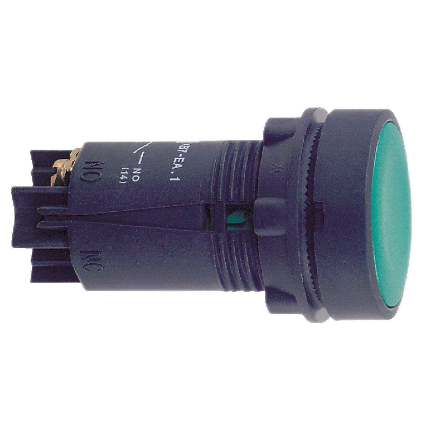 Picture of green pushbutton Ø 22 push-push to release - 1OC