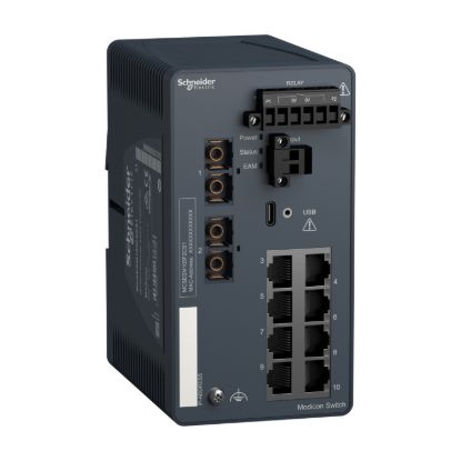 Picture of Modicon Extended Managed Switch - 8 ports for copper + 2 ports for fiber optic single-mode