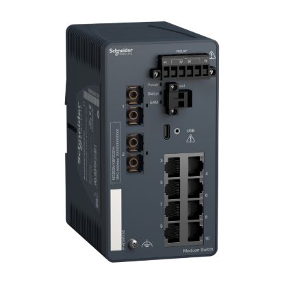 Picture of Modicon Extended Managed Switch - 8 ports for copper + 2 ports for fiber optic single-mode - Harsh