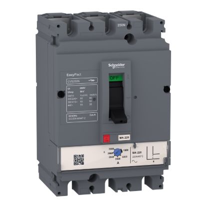 Picture of circuit breaker, EasyPact CVS250B, 25kA at 415VAC, 250A, TM-D trip unit, 3P 3d, sale in AU only