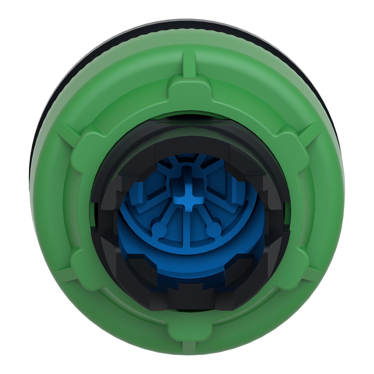 Picture of Antimicrobial Flush mounted push button head, Harmony XB5, plastic, blue, 30mm, spring return, unmarked