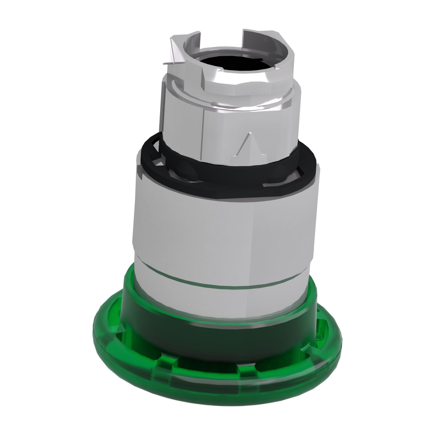 Picture of Head for illuminated push button, Harmony XB4, metal, green mushroom 40mm, 22mm, universal LED, spring return
