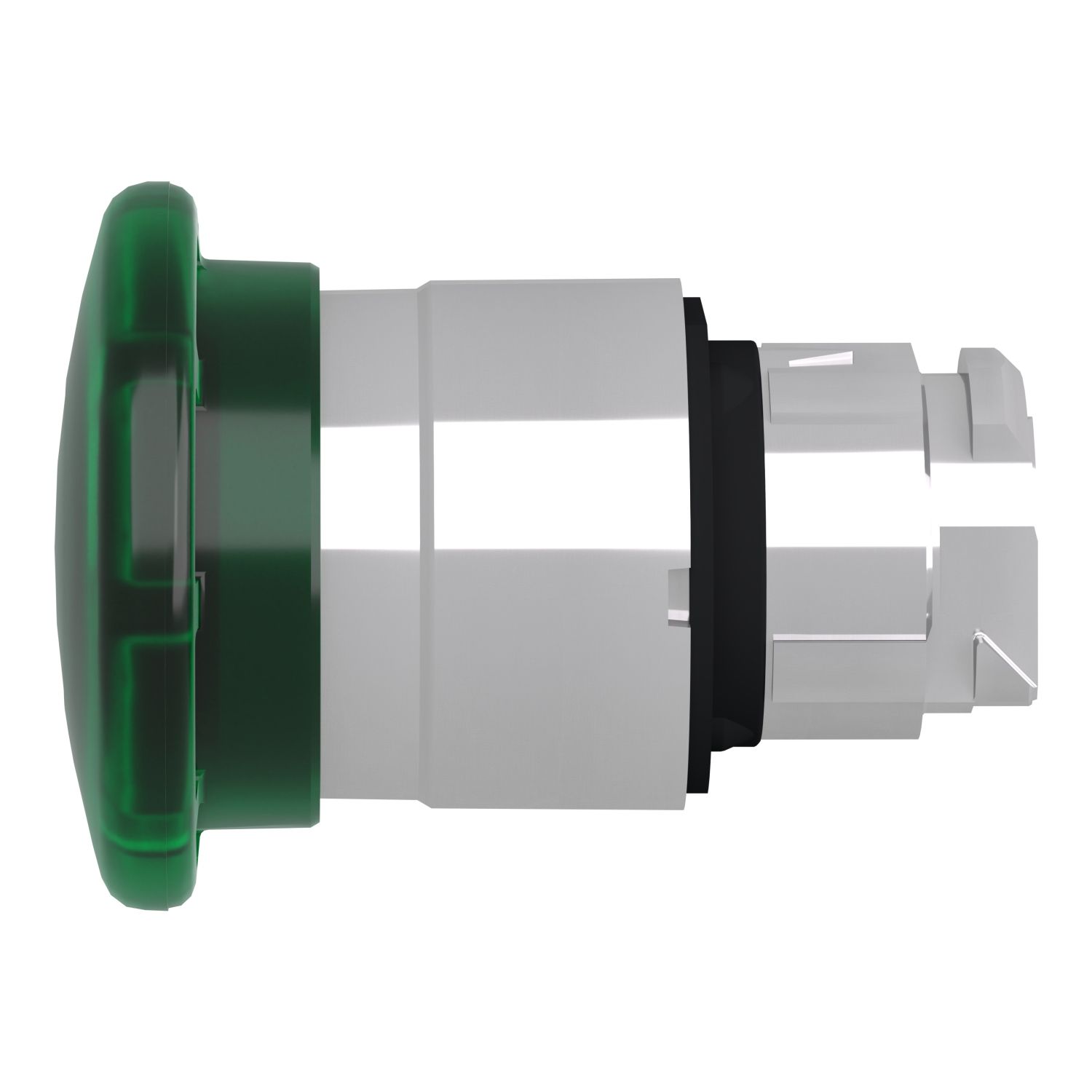 Picture of Head for illuminated push button, Harmony XB4, metal, green mushroom 40mm, 22mm, universal LED, spring return