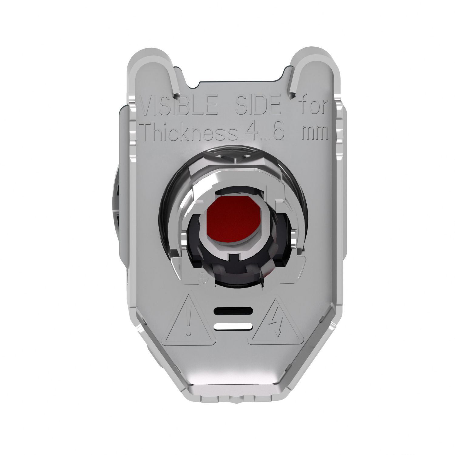 Picture of Head for illuminated push button, Harmony XB4, metal, red flush mounted, 30mm, universal LED, unmarked