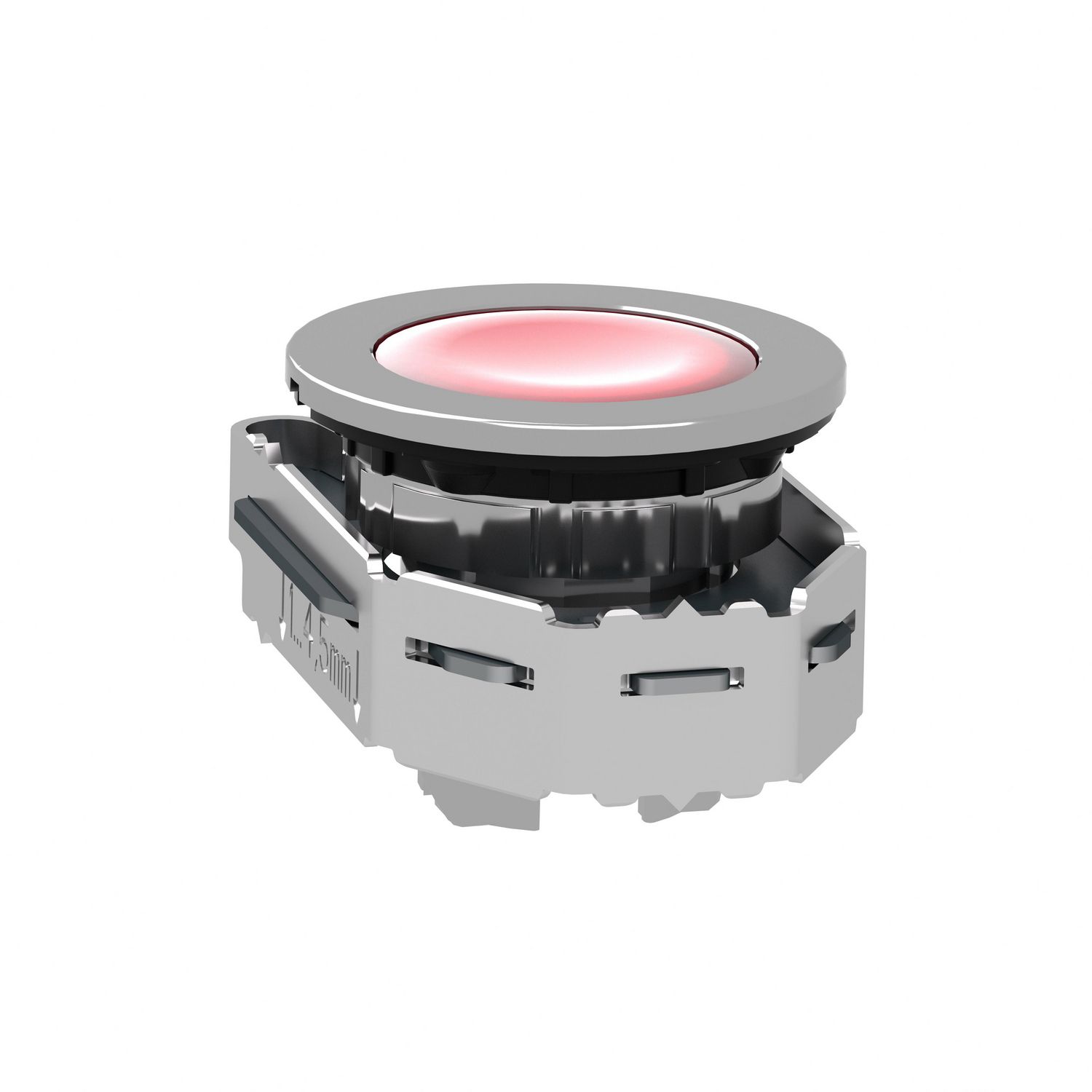 Picture of Head for illuminated push button, Harmony XB4, metal, red flush mounted, 30mm, universal LED, unmarked
