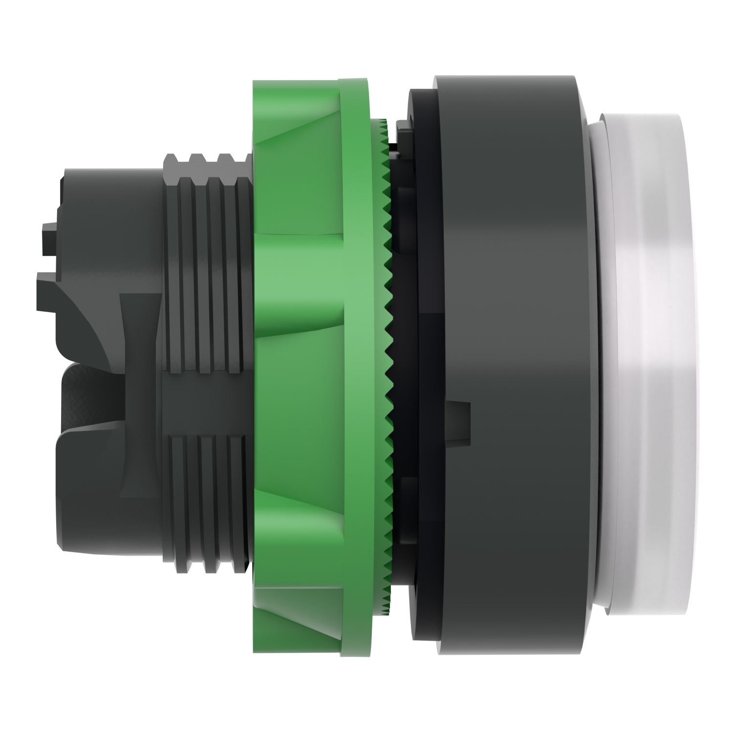 Picture of Head for illuminated push button, Harmony XB5, white projecting, 22mm, universal LED, spring return, unmarked