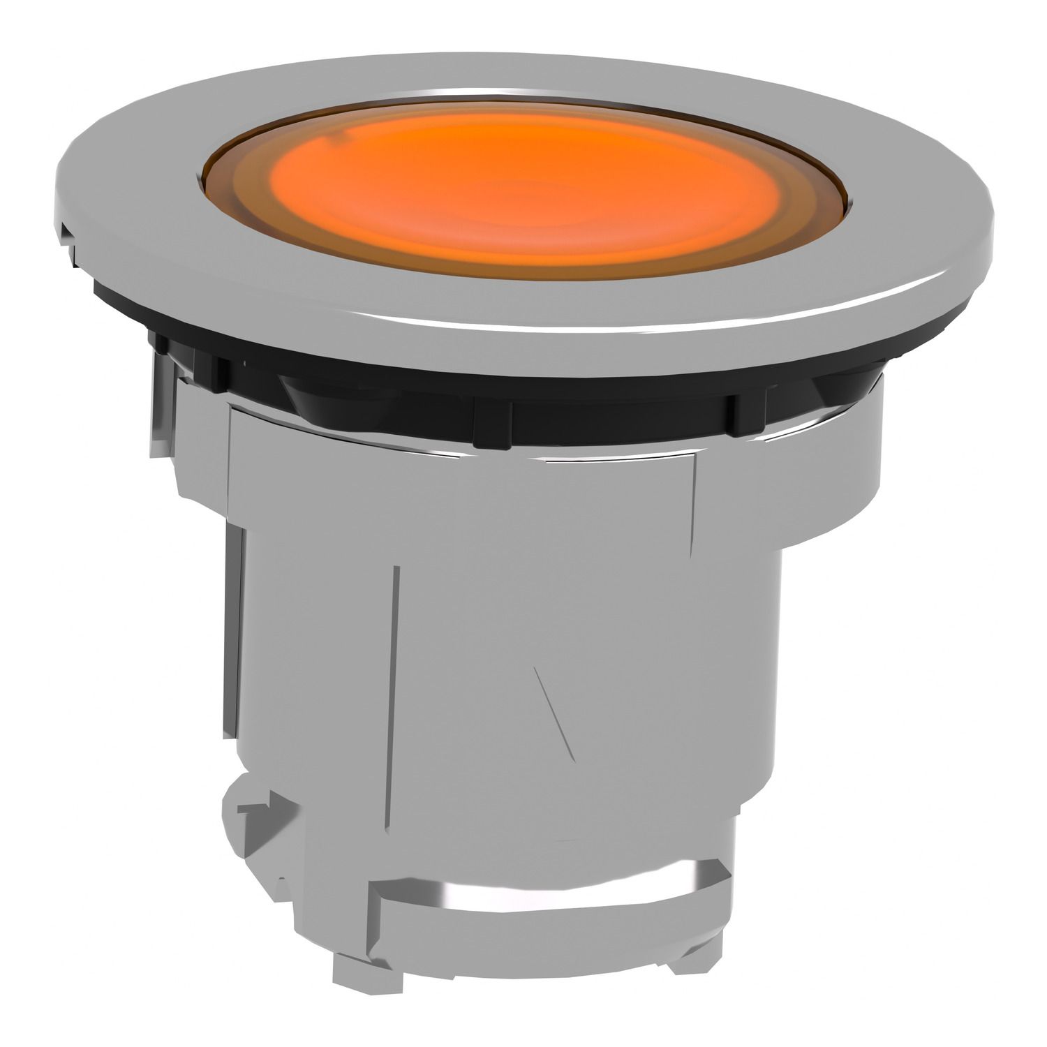 Picture of Head for illuminated push button, Harmony XB4, metal, yellow, universal LED, 30mm, left to center, for legend of insertion