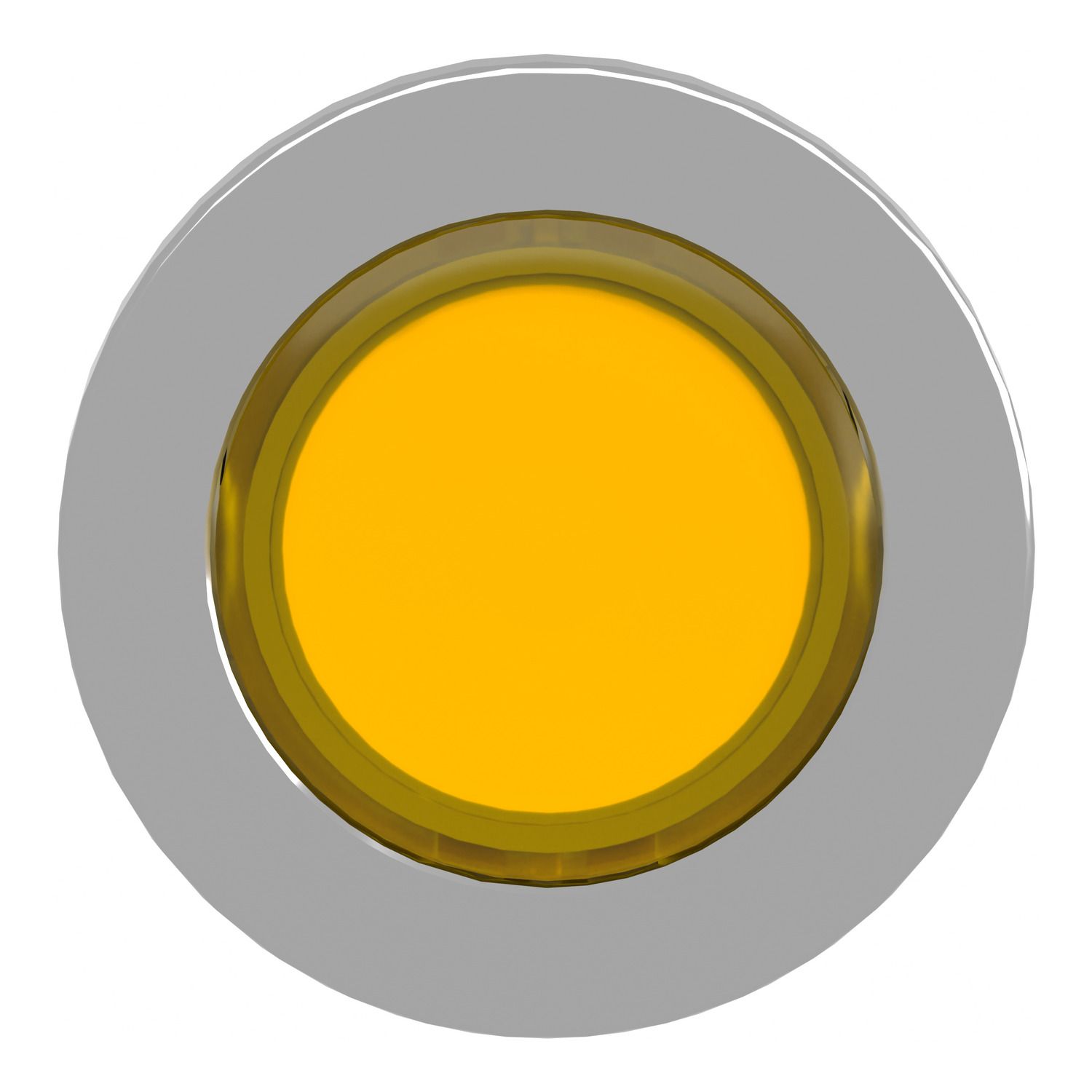 Picture of Head for illuminated push button, Harmony XB4, metal, yellow, universal LED, 30mm, left to center, for legend of insertion