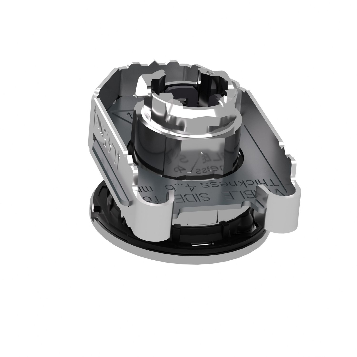 Picture of Head for illuminated push button, Harmony XB4, metal, white flush mounted, 30mm, universal LED, unmarked