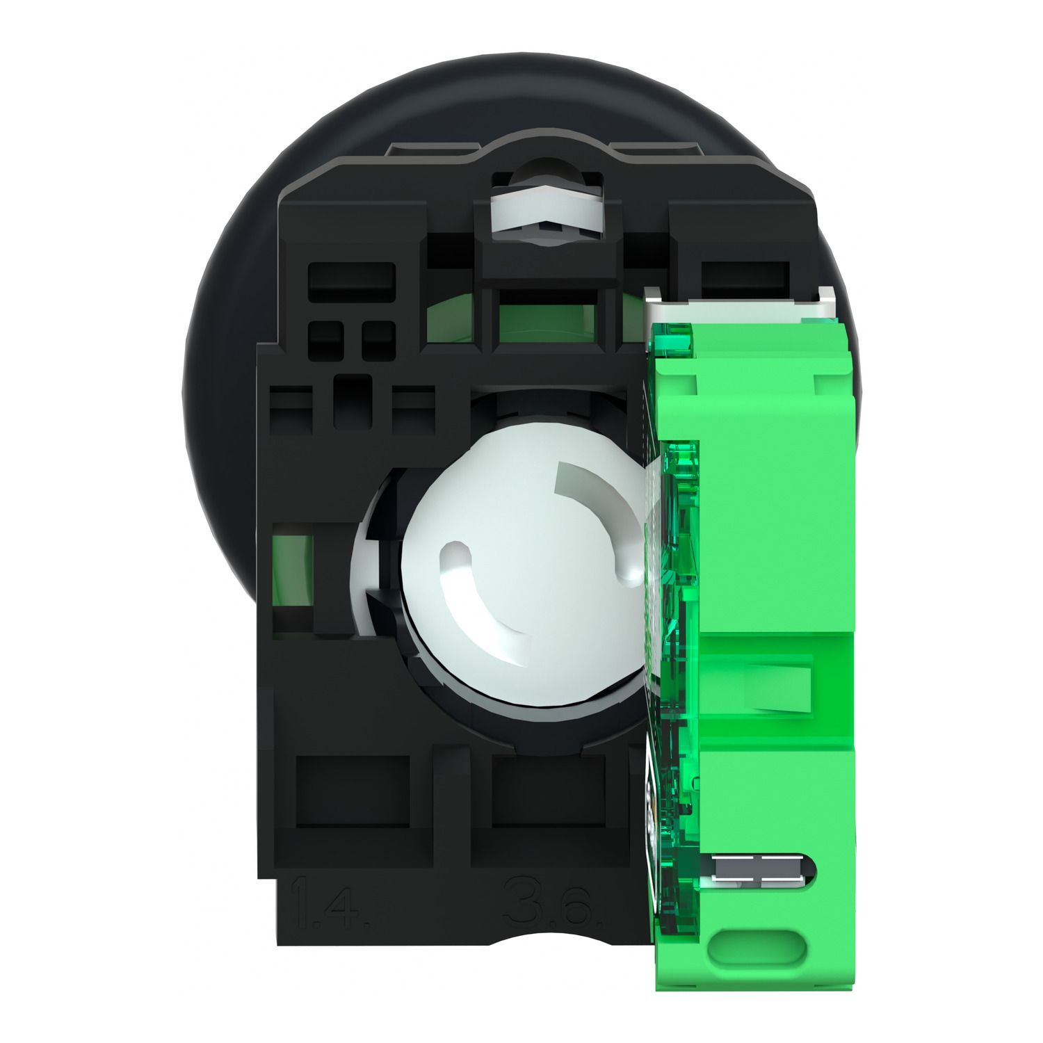 Picture of Wireless and batteryless transmitter, Harmony XB5R, mushroom head 40mm, plastic, black, 22mm, spring return