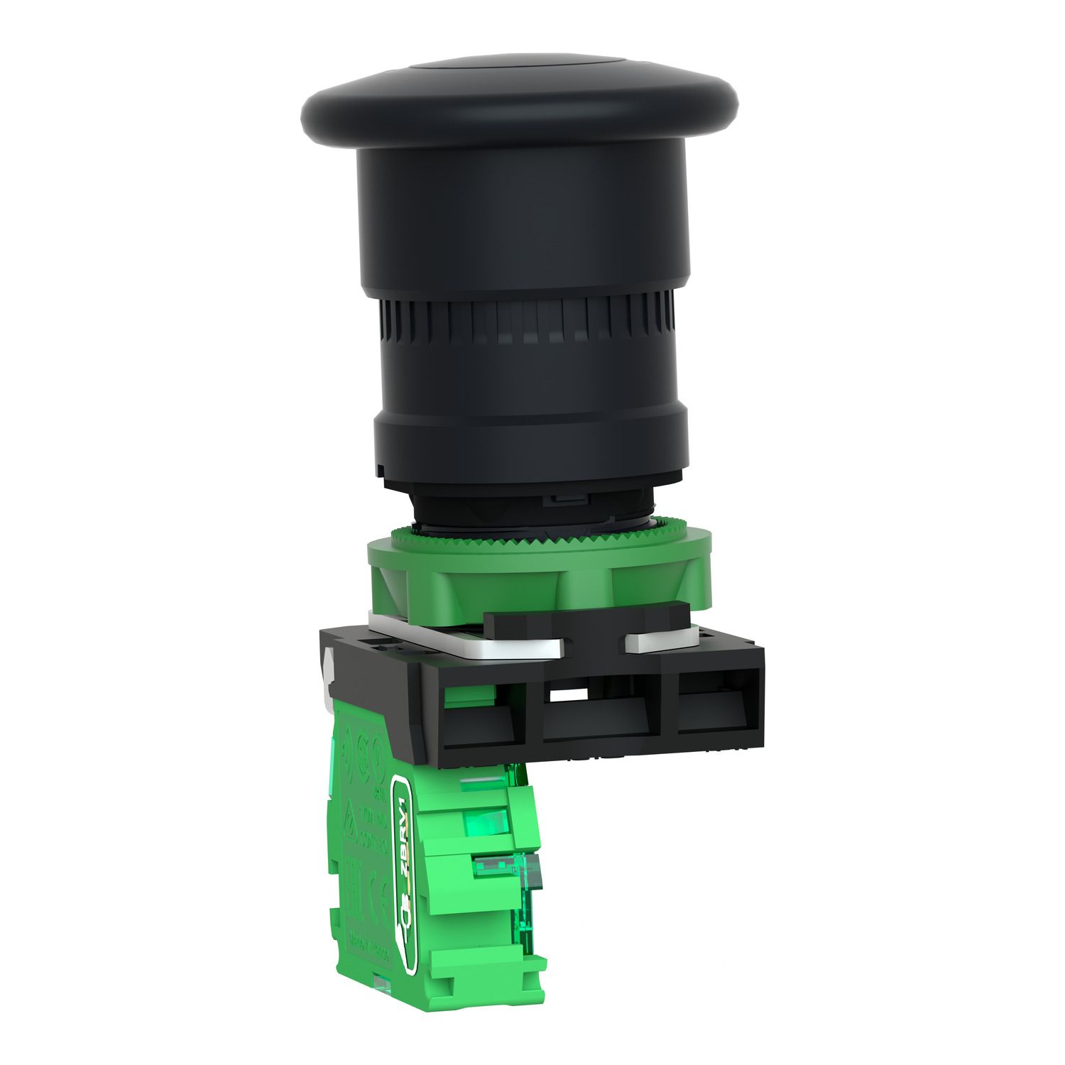 Picture of Wireless and batteryless transmitter, Harmony XB5R, mushroom head 40mm, plastic, black, 22mm, spring return