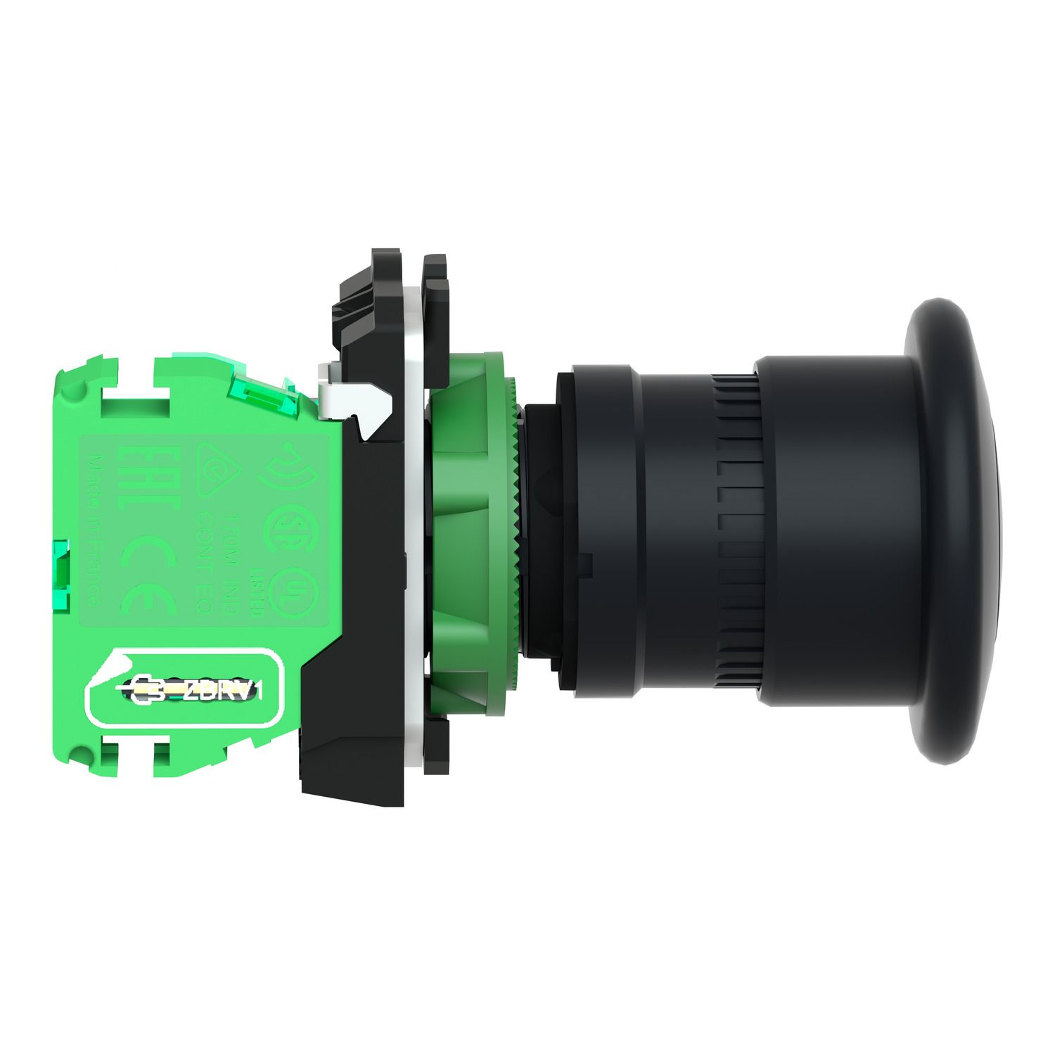 Picture of Wireless and batteryless transmitter, Harmony XB5R, mushroom head 40mm, plastic, black, 22mm, spring return